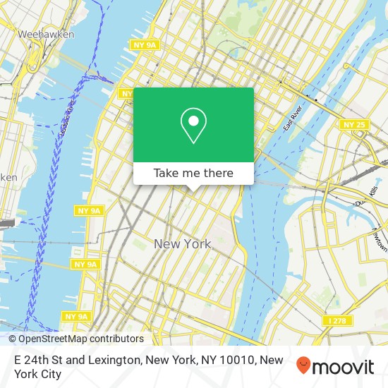 Mapa de E 24th St and Lexington, New York, NY 10010