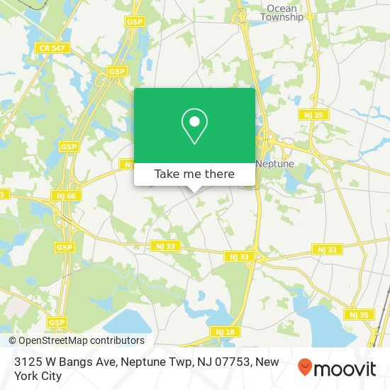 Mapa de 3125 W Bangs Ave, Neptune Twp, NJ 07753