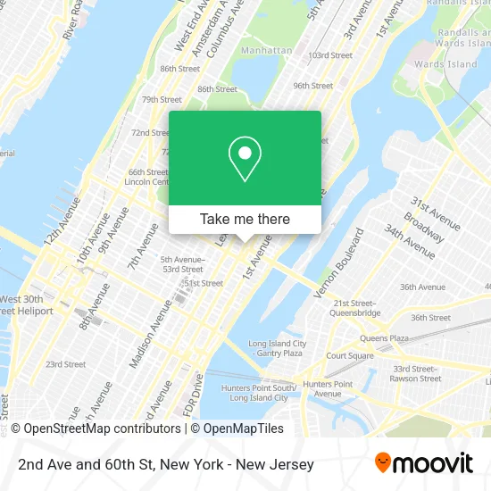 2nd Ave and 60th St map