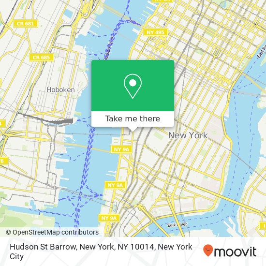 Mapa de Hudson St Barrow, New York, NY 10014