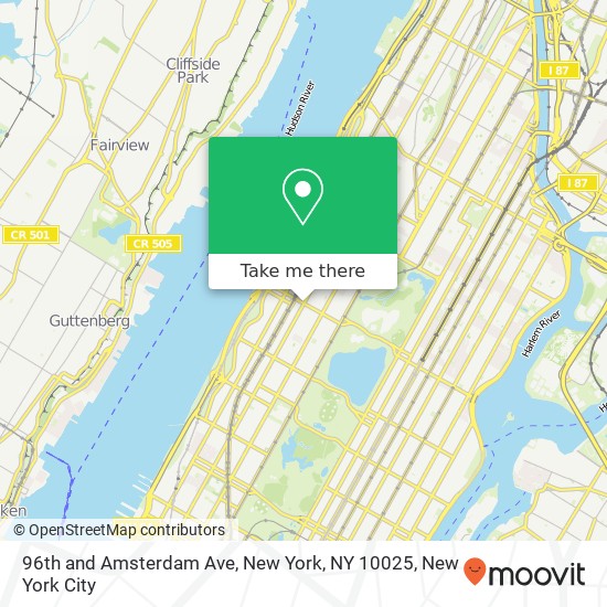 Mapa de 96th and Amsterdam Ave, New York, NY 10025