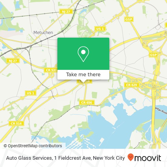 Mapa de Auto Glass Services, 1 Fieldcrest Ave