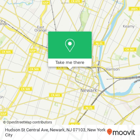 Hudson St Central Ave, Newark, NJ 07103 map