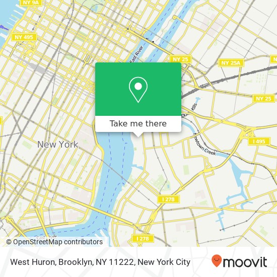 Mapa de West Huron, Brooklyn, NY 11222
