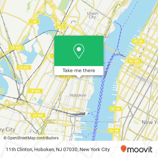 Mapa de 11th Clinton, Hoboken, NJ 07030