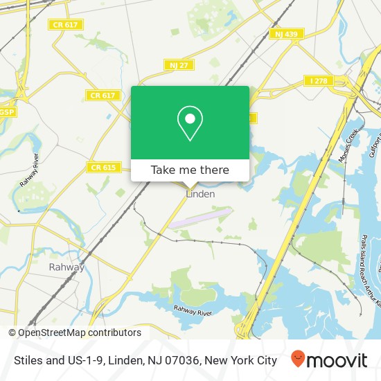 Mapa de Stiles and US-1-9, Linden, NJ 07036