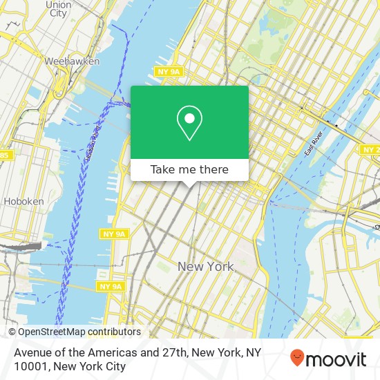 Mapa de Avenue of the Americas and 27th, New York, NY 10001