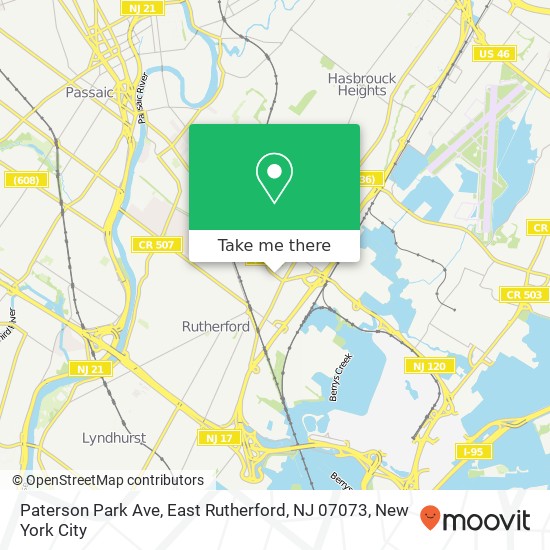 Mapa de Paterson Park Ave, East Rutherford, NJ 07073