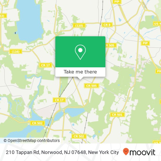 Mapa de 210 Tappan Rd, Norwood, NJ 07648