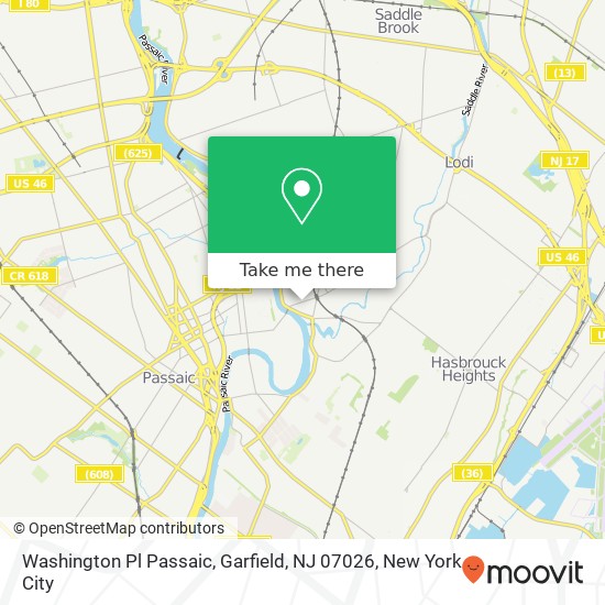 Mapa de Washington Pl Passaic, Garfield, NJ 07026