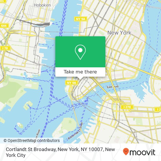 Mapa de Cortlandt St Broadway, New York, NY 10007