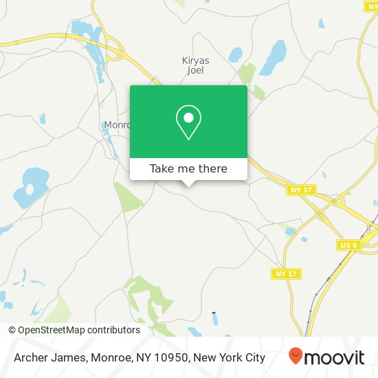 Mapa de Archer James, Monroe, NY 10950