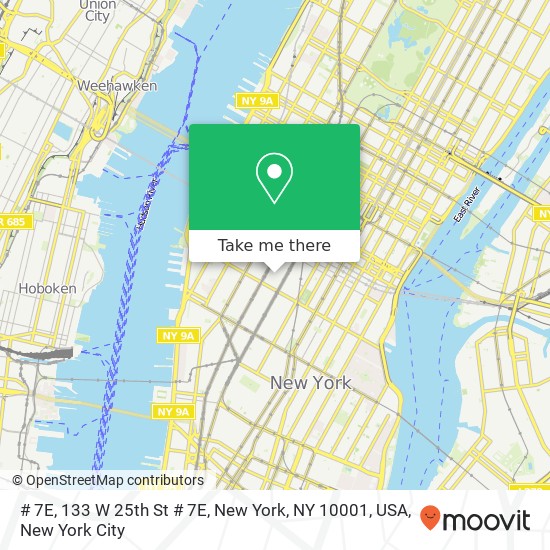 # 7E, 133 W 25th St # 7E, New York, NY 10001, USA map