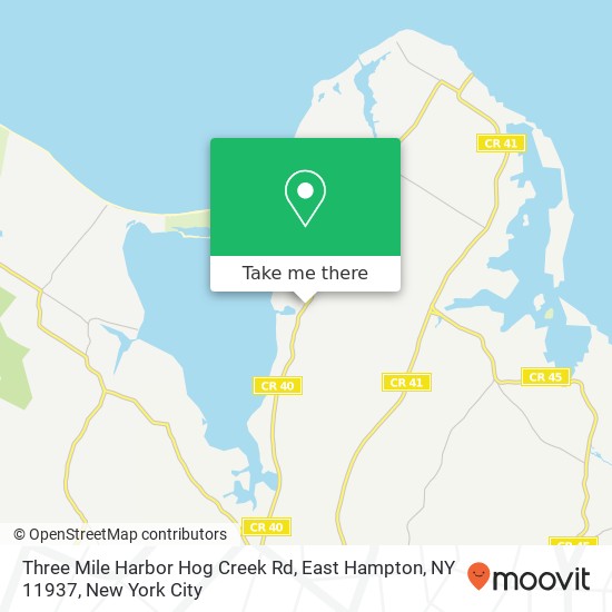 Mapa de Three Mile Harbor Hog Creek Rd, East Hampton, NY 11937