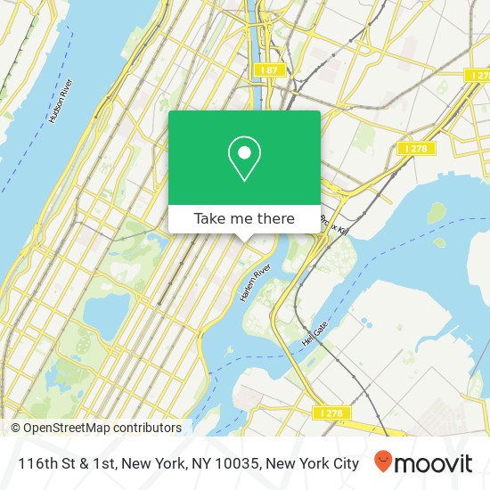 116th St & 1st, New York, NY 10035 map