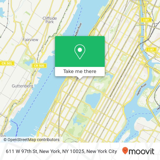 Mapa de 611 W 97th St, New York, NY 10025