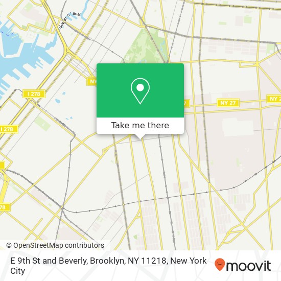 Mapa de E 9th St and Beverly, Brooklyn, NY 11218