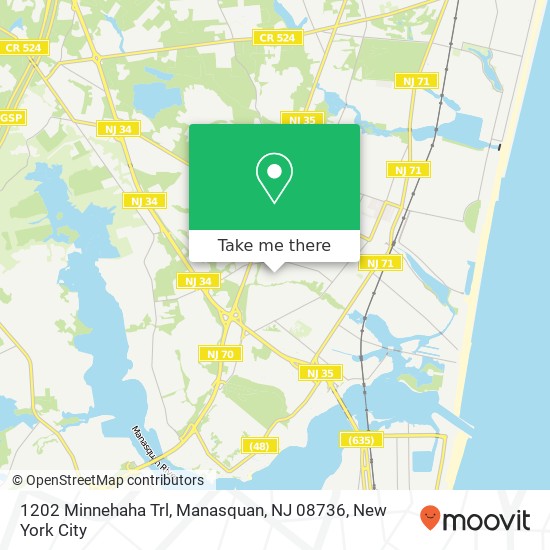 Mapa de 1202 Minnehaha Trl, Manasquan, NJ 08736