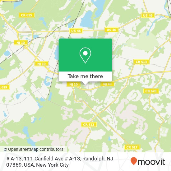Mapa de # A-13, 111 Canfield Ave # A-13, Randolph, NJ 07869, USA