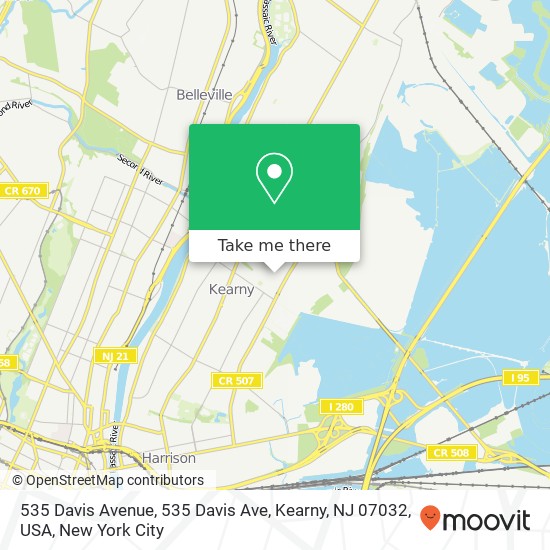 Mapa de 535 Davis Avenue, 535 Davis Ave, Kearny, NJ 07032, USA