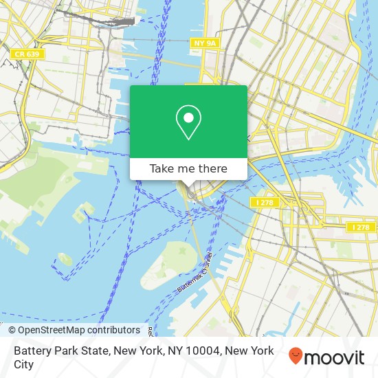 Battery Park State, New York, NY 10004 map