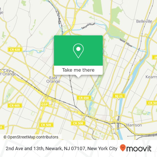Mapa de 2nd Ave and 13th, Newark, NJ 07107