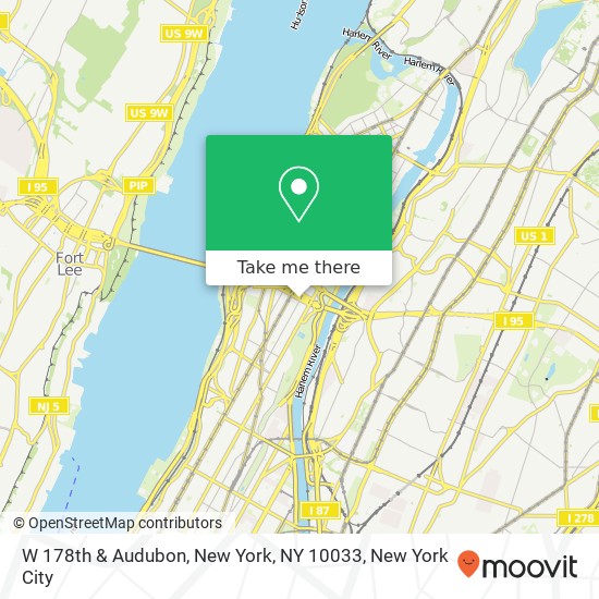 W 178th & Audubon, New York, NY 10033 map