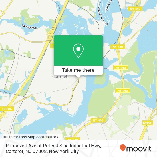 Mapa de Roosevelt Ave at Peter J Sica Industrial Hwy, Carteret, NJ 07008