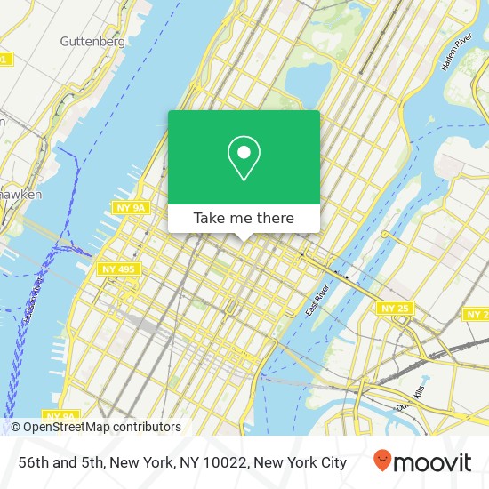 56th and 5th, New York, NY 10022 map