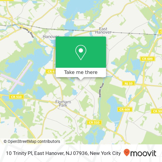 Mapa de 10 Trinity Pl, East Hanover, NJ 07936