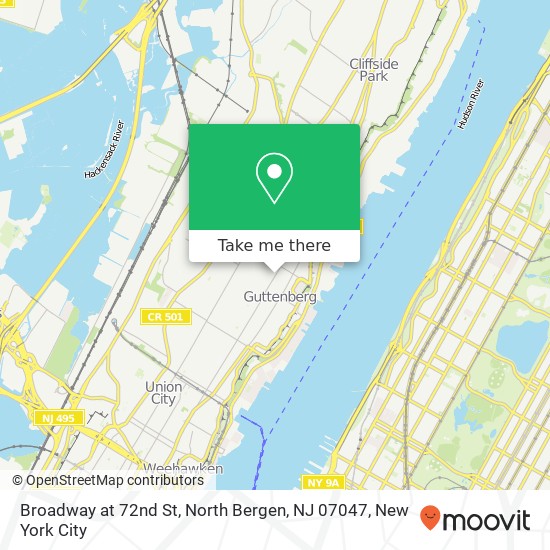 Mapa de Broadway at 72nd St, North Bergen, NJ 07047