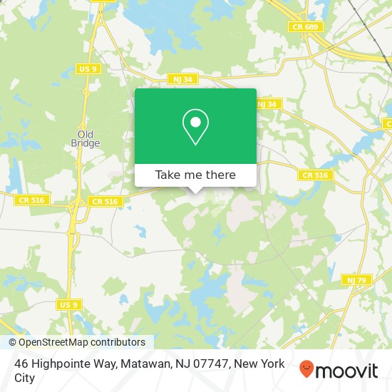 Mapa de 46 Highpointe Way, Matawan, NJ 07747