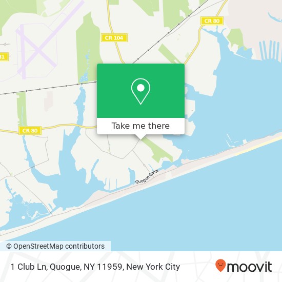 Mapa de 1 Club Ln, Quogue, NY 11959