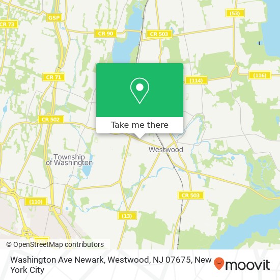 Mapa de Washington Ave Newark, Westwood, NJ 07675