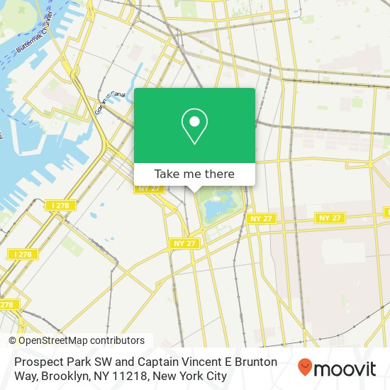Mapa de Prospect Park SW and Captain Vincent E Brunton Way, Brooklyn, NY 11218