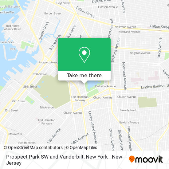 Prospect Park SW and Vanderbilt map