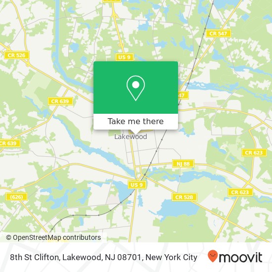 Mapa de 8th St Clifton, Lakewood, NJ 08701