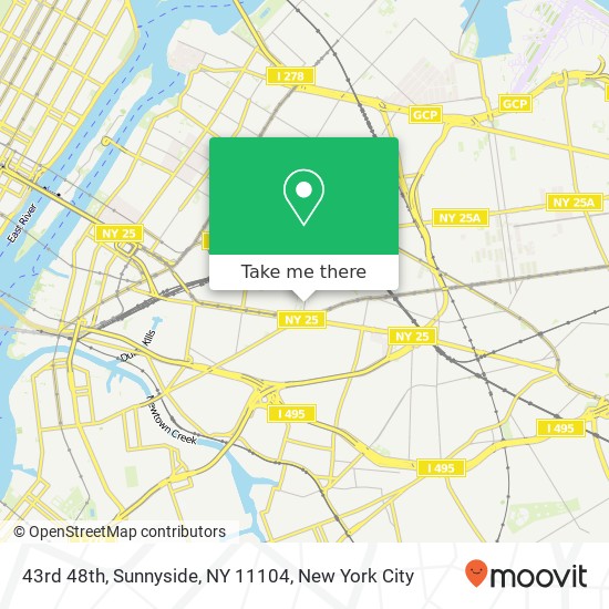 Mapa de 43rd 48th, Sunnyside, NY 11104
