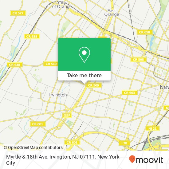 Mapa de Myrtle & 18th Ave, Irvington, NJ 07111