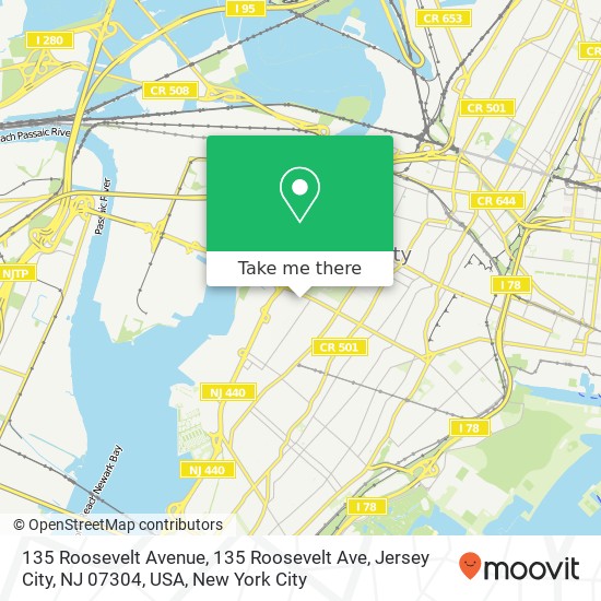 135 Roosevelt Avenue, 135 Roosevelt Ave, Jersey City, NJ 07304, USA map