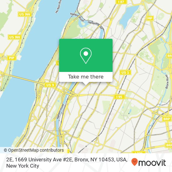 2E, 1669 University Ave #2E, Bronx, NY 10453, USA map