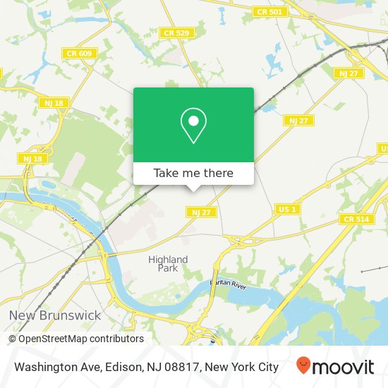 Mapa de Washington Ave, Edison, NJ 08817