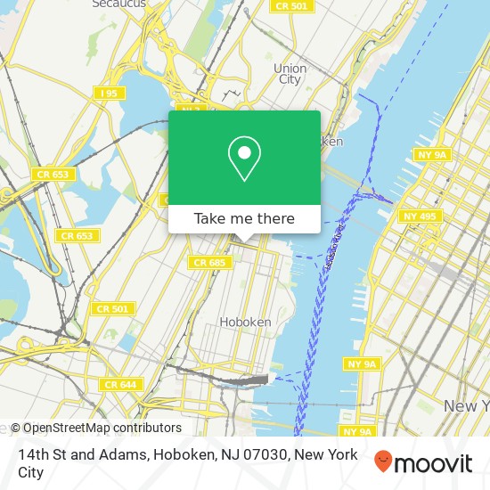 Mapa de 14th St and Adams, Hoboken, NJ 07030
