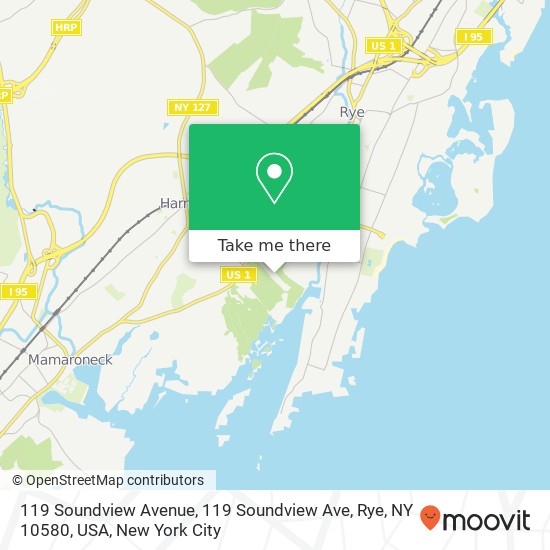 Mapa de 119 Soundview Avenue, 119 Soundview Ave, Rye, NY 10580, USA