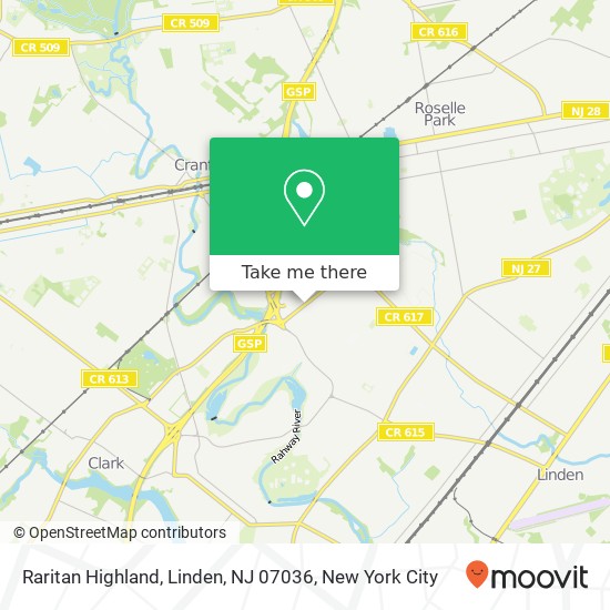 Mapa de Raritan Highland, Linden, NJ 07036