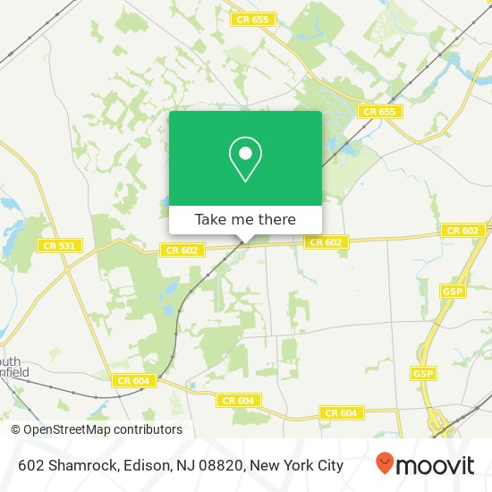 Mapa de 602 Shamrock, Edison, NJ 08820