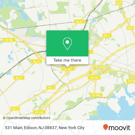 Mapa de 531 Main, Edison, NJ 08837