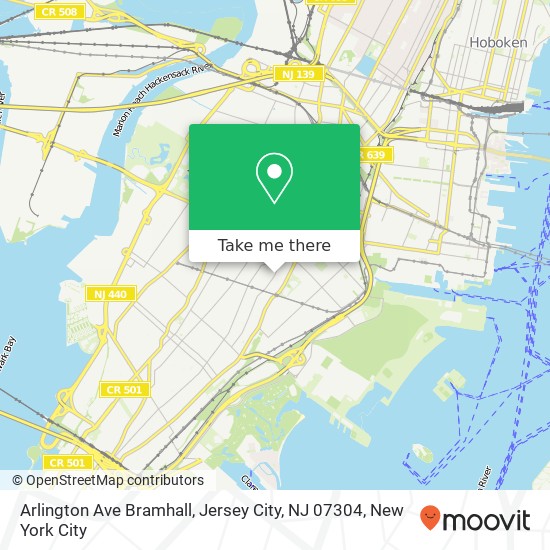 Mapa de Arlington Ave Bramhall, Jersey City, NJ 07304