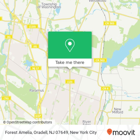 Mapa de Forest Amelia, Oradell, NJ 07649