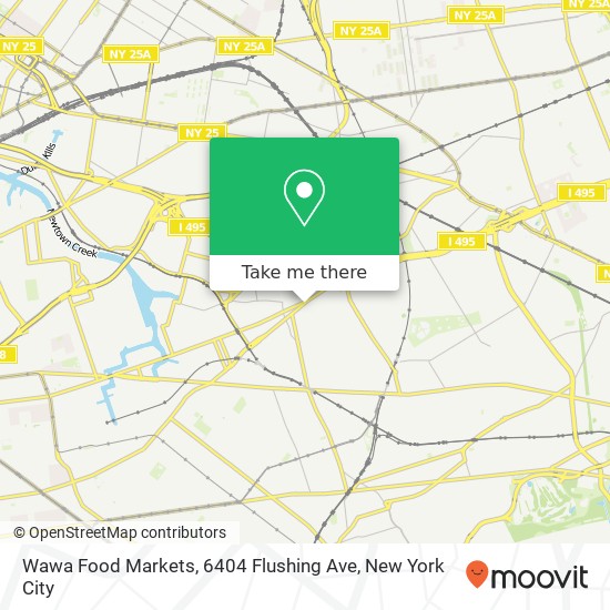 Mapa de Wawa Food Markets, 6404 Flushing Ave